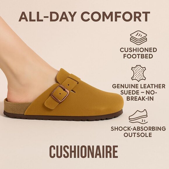 Genuine Leather Suede Clog Womens Shoes Slip On Mule Comfort Casual - Picture 3 of 9